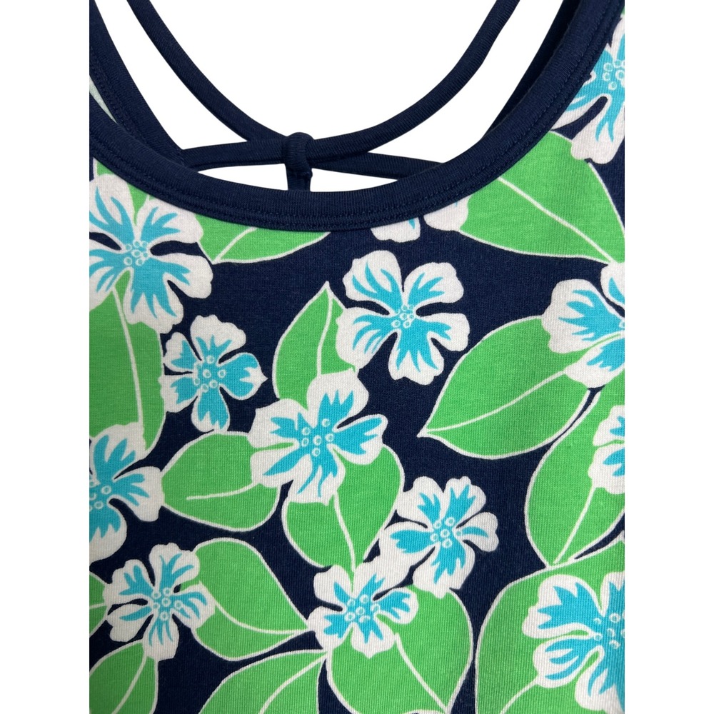 Talbots T by Talbots Top Womens MP Blue Green Floral Strappy Back Activewear E02 - Picture 12 of 14